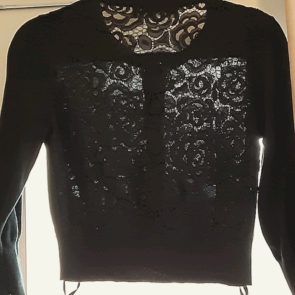 KARL LAGERFIELD black sweater with pearl buttons - Picture 2 of 5